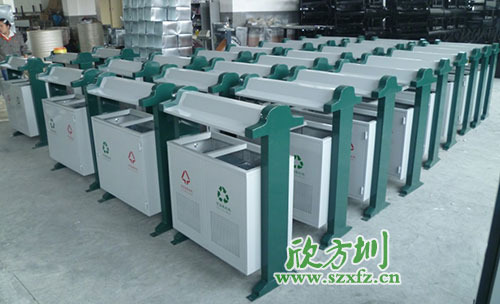 欣方圳鋼板分類(lèi)垃圾桶，二十年專(zhuān)為小區(qū)潔凈服務(wù)
